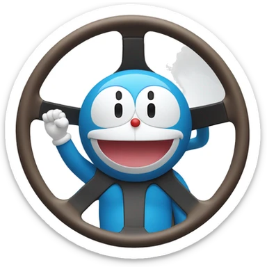 Doraemon controls steering wheel  sticker
