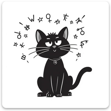 hand drawn doodle of a quantum cat with quantum equations and sparkles sticker