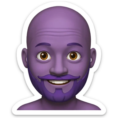 bald purple bearded man with black face tattoo sticker