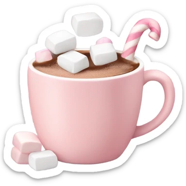 Light Pink mug of hot chocolate with marshmallows  sticker
