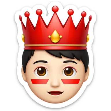 2D emoji, black crown, scattered glowing red stripes sticker