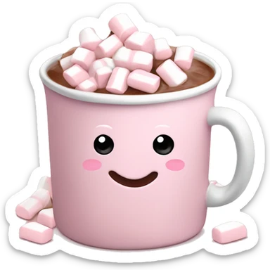 Light Pink mug of hot chocolate with marshmallows  sticker