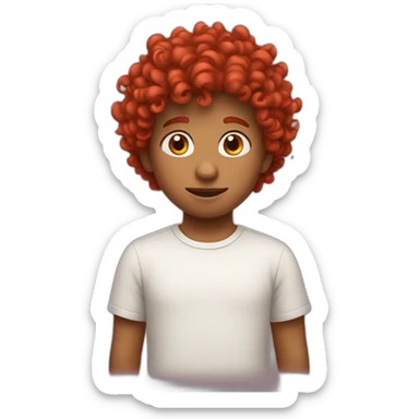 Curly red hear boy sticker