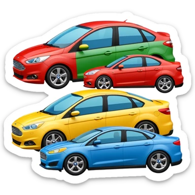 group of 4 Ford cars emoji style sticker