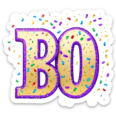 The word Dakota surrounded by confetti for 20 birthday sticker