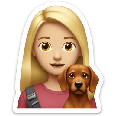Blonde Girl with red-Brown dog  sticker