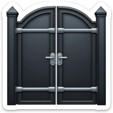 iOS emoji, minimal dark gate, sealed door, flat design sticker