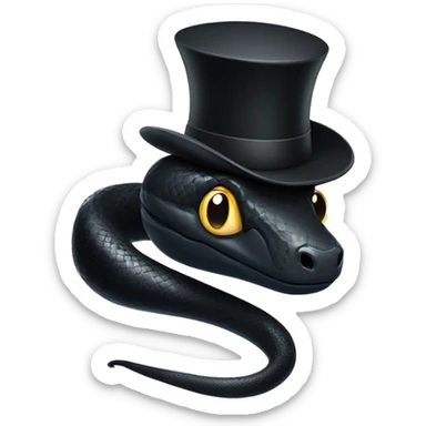Black snake wearing a small top hat sticker