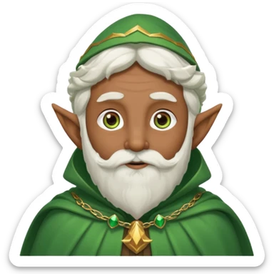 Wise elf with white beard, brown skin and cape sticker