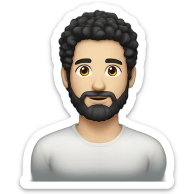 young white man with frizzy black hair and full beard sticker