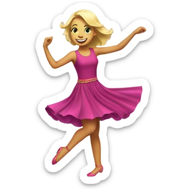 blonde girl dancing excited in dress sticker