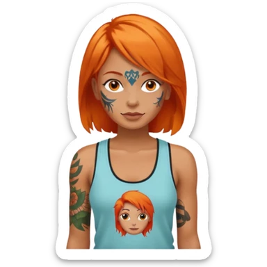 Tattooed woman with orange hair sticker