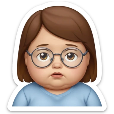 Sad Fat baby with glasses and brown hair sticker