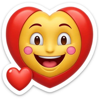 Red heart around laughing emoji sticker