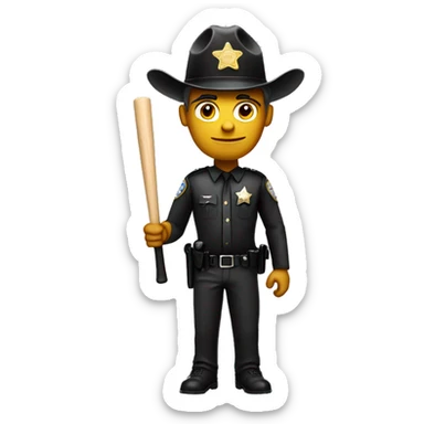 Male Sheriffs Deputy wit baseball bat sticker