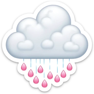 Cloud with pink hearts as raindrops sticker