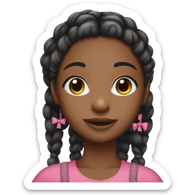 A black girl with braids and wearing pink and loves bows sticker