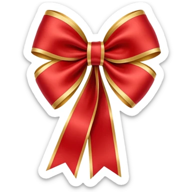 Satin red and gold christmas ribbon bow sticker