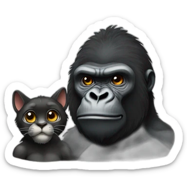 Gorilla and cat sticker