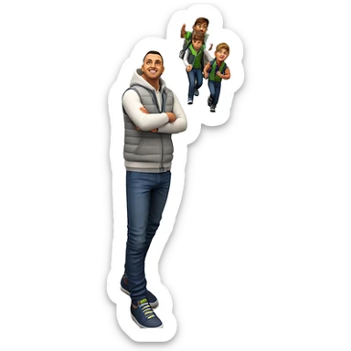 boys in vests on stairs sticker