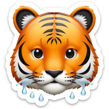 cute tiger cooled off with ice cubed sticker