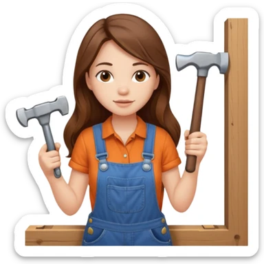 beautiful girl with long brown hair renovating her apartment sticker