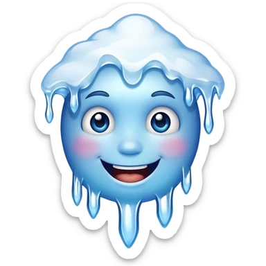 Blue smiling freezing face with icicles sticker