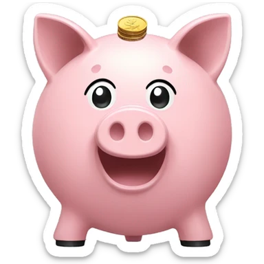 Piggy bank with coin sticker