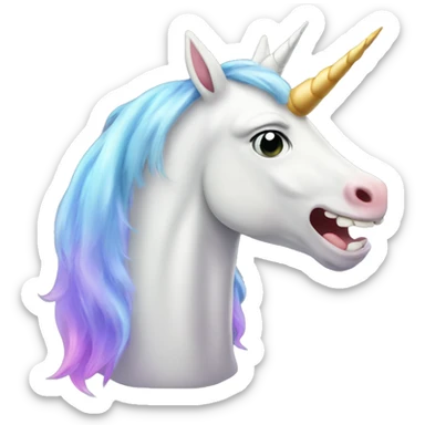 Unicorn sticking its tounge and the tounge is long sticker