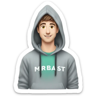 Mrbeast from youtube, hoodie with a text "MrBeast", original MrBeast sticker