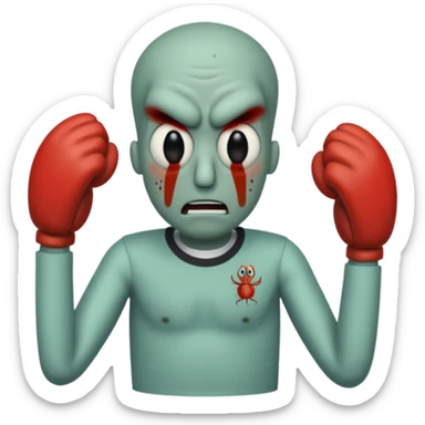 Squidward getting beat up by me Krabs  sticker