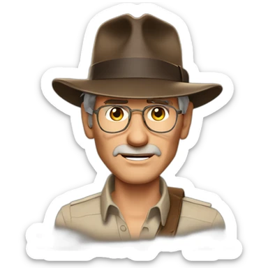 A TOK emoji of Harrison Ford as Indiana Jones. No patterns sticker