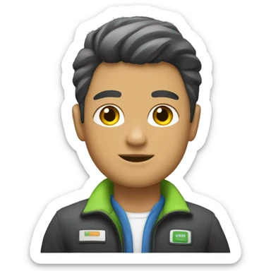 driver human. I don't want you to specify your gender, show me as a human, not a man or a woman. like genderless meoji. Let him use a truck. Let the truck be green. sticker