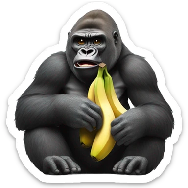 Gorilla eating a banana and scratching his butt  sticker