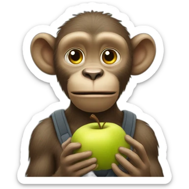 Un singe mange une pomme sticker