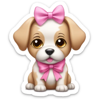 Cute dog wearing a pink bow  sticker