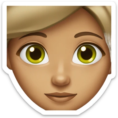 tanned girl with brown hair, green eyes and a very charming appearance sticker