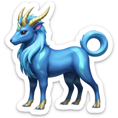 Shiny colorful iridescent long-ram-horned legendary majestic Suicune-Electrike-Manectric-Luxray-Fakémon-fusion-animal-creature, full body  sticker