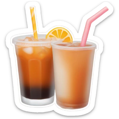 thai iced tea with a straw sticker