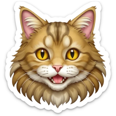 Realizza un gatto di razza maine coon con denti affilatissimi e cattivissimo sticker