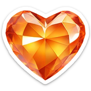 Orange crystal heart sticker