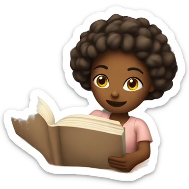 girl in bed reading a book and drinking tea sticker