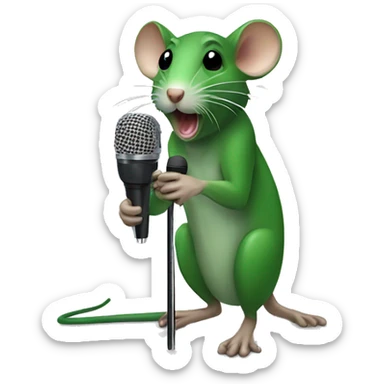 green rat with microphone  sticker