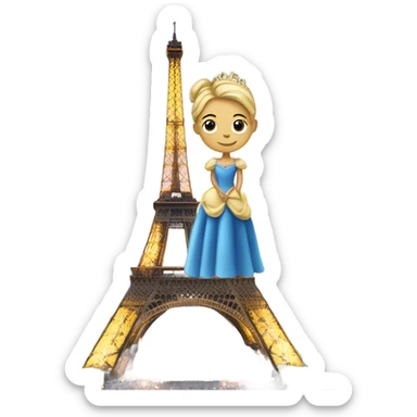 Parisian man in a princess dress on the Eiffel tower  sticker