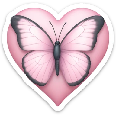 Pastell pink Heart with white Butterfly  sticker
