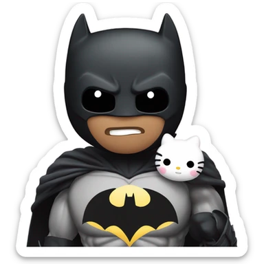 Batman carrying hello kitty emojo  sticker