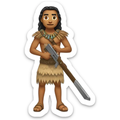 Polynesian Person Holding A Weapon sticker