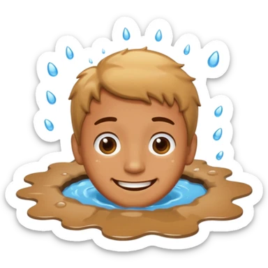 apple style emoji of a man with his face in a puddle after falling sticker