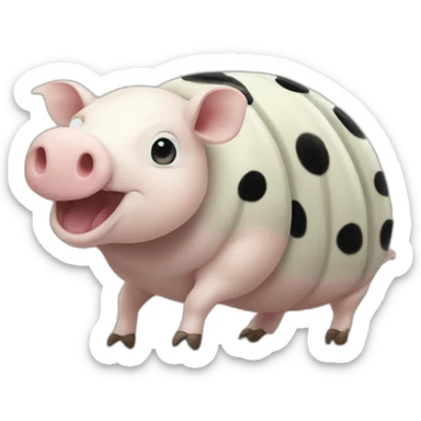 White pig armadillo cow centipede insect with black spots sticker