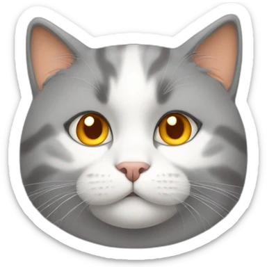 fat gray white orange cat sticker